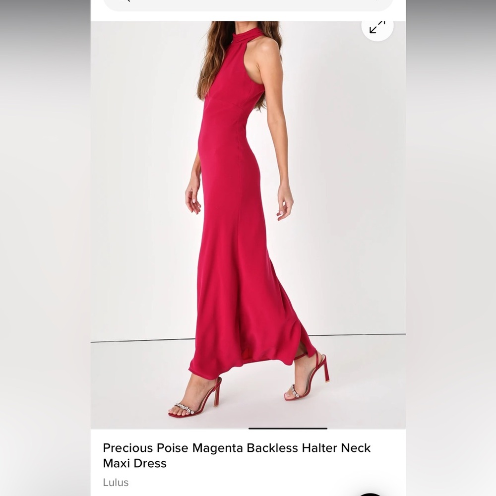 NWT! Precious Poise Magenta Backless Halter Neck Maxi Dress